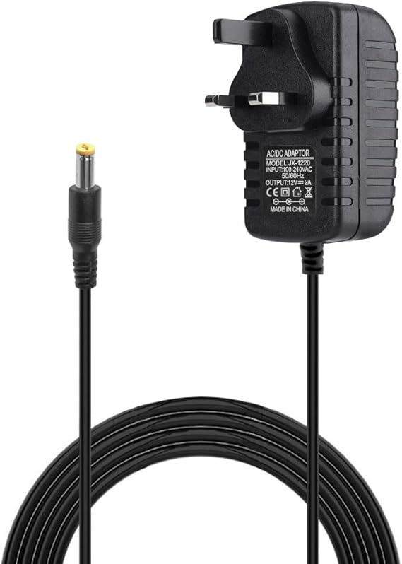 12V 2A Power Supply Adapter, AC 100-240V to DC 2A Power Supply Adapter UK Plug with 5.5mm X 2.1mm Jack 2M Converter Adapter Driver Wall Charger for LED Strip Lights, CCTV Camera.