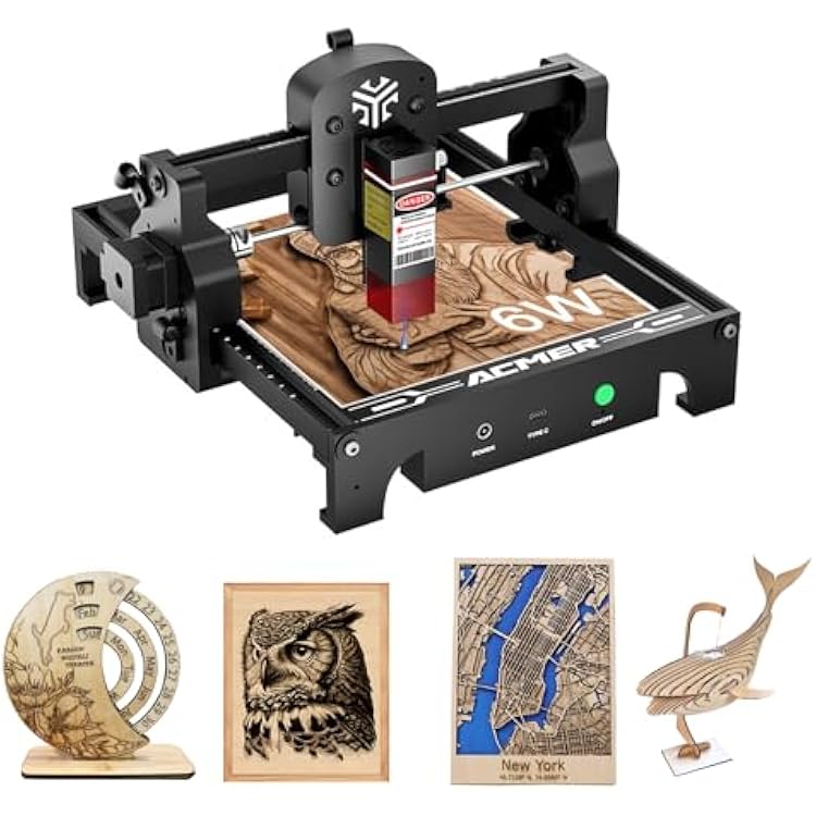 ACMER Laser Engraver S1 Mini Laser Cutter and Engraver Machine for DIY,Wood,Metal,Acrylic,Leather,etc. Laser Class4, 6000mW