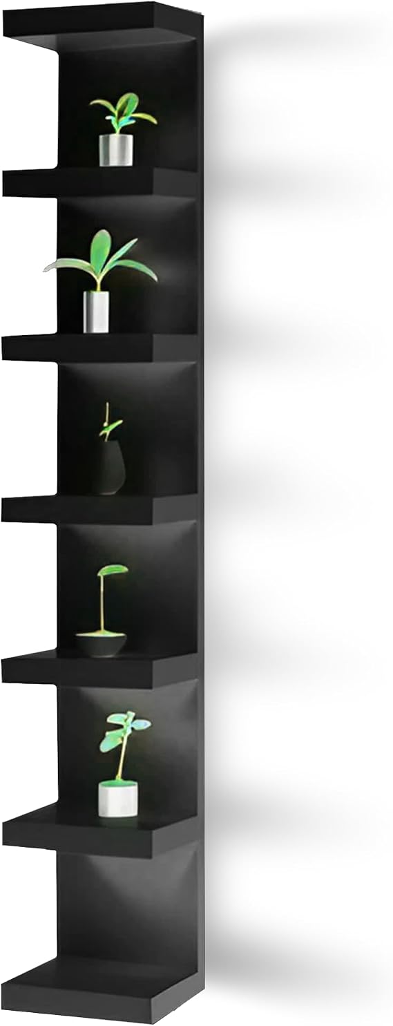 Home Stuff Wall Shelf Unit, 11 3/4x74 3/4,Use Fixing Devices Suitable for The Walls in Your Home. (2 x Black)