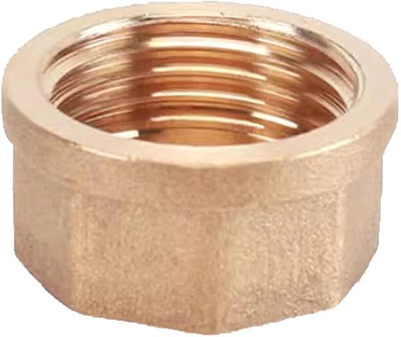 Brass Pipe End Cap Plug Fitting, Thread Pipe Plug Fitting Garden Irrigation Hose Brass Pipe Cap Hex End Water Tubing Stopper (Female 1/2" GHT)