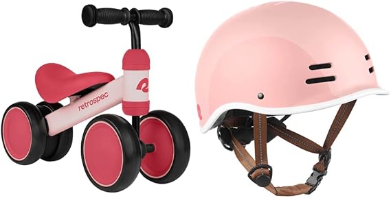 Retrospec Cricket Baby Walker Balance Bike with 4 Wheels for Ages 12-24 months - Toddler Bicycle Toy for 1 Year Olds - Ride On Toys for Boys and Girls