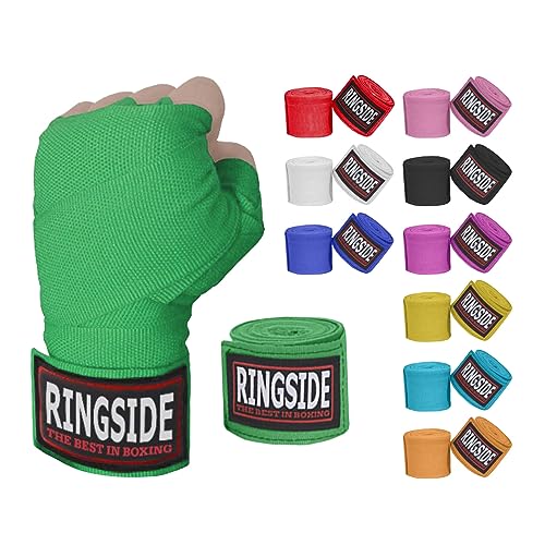 Ringside Mexican Style Boxing Hand Wraps Pairs - 180 Semi-Elastic Cotton Blend Wrist Support with Thumb Loop for MMA, Muay Thai, Kickboxing, Heavy Bag Striking & Combat Sports Training