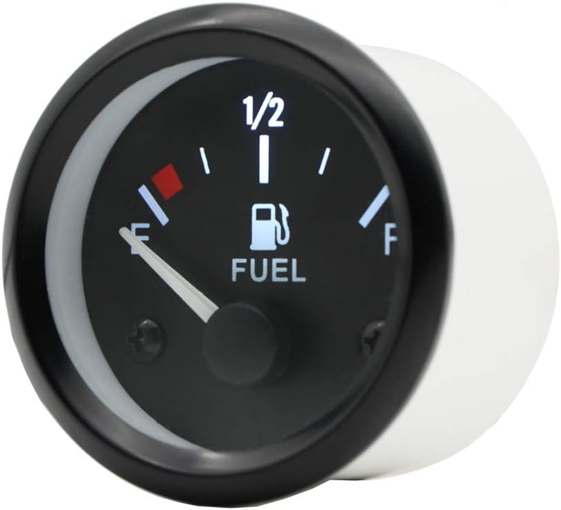 Mintice Universal Car Automotive 2" 52mm Pointer Fuel Level Gauge Meter Kit Tank Level Indicator Float Sensor White Light E 12 F Pointer 12V