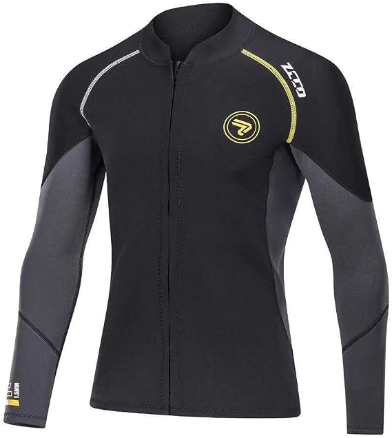 Wetsuit Top Men's 1.5mm Neoprene Wetsuits Jacket,Front Zipper Long Sleeves Diving Suit for Swimming,Snorkeling,Scuba Diving,Surfing