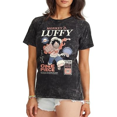 Ripple Junction One Piece Women's Short Sleeve T-Shirt Monkey D. Luffy Vintage Washed Boyfriend Loose Fit Officially Licensed
