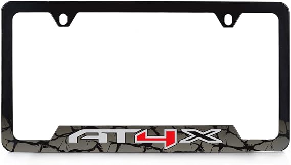 GMC AT4X UV Cured Graphics. Black Metal License Frame - 2hole