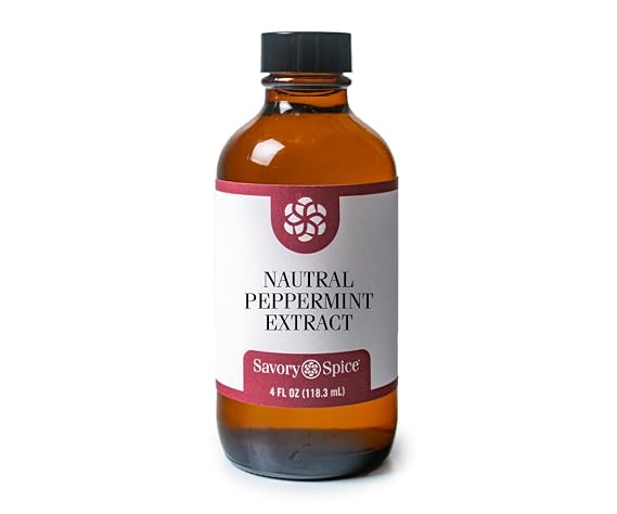 Savory Spice Natural Peppermint Extract (4 fl oz) - Food-Grade Peppermint Flavoring for Baking, Desserts, Candy, Coffee, Ice Cream & Holiday Treats - Gluten-Free, Sugar-Free