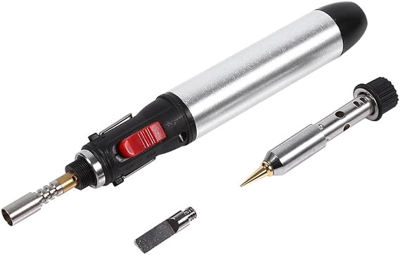 Butane Soldering Torch, 4 in 1 Cordless Butane Gas Soldering Iron Kit Temperature Adjustable Welding Torches Tool for Welding, Resin Art, Heat Gun Blower, Mini Torch