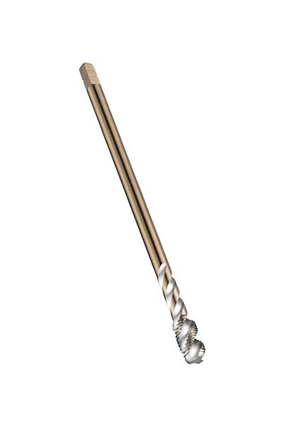 Dormer EX10 Powdered Metal Steel Spiral Flute Threading Tap, Gold Oxide Finish, Round with Square End Shank, Modified Bottoming Chamfer, M4-0.50mm Thread Size (Pack of 1)