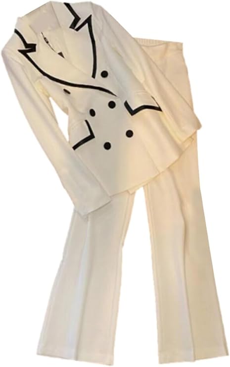 Women's Double Breasted 2 Pieces Suit Set Peak Lapel Formal Party Jacket and Pants for Banquet