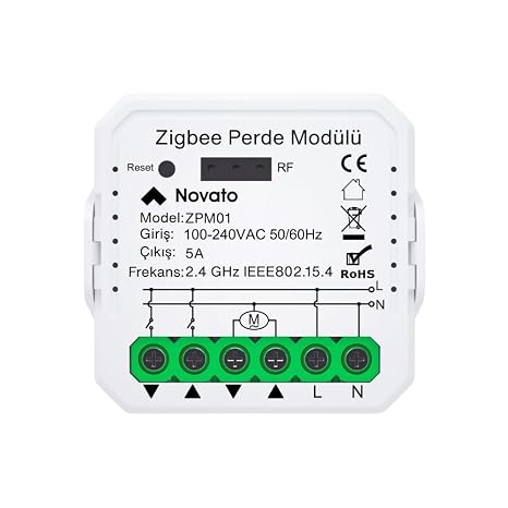 Tuya Mini Zigbee Perde Panjur Kontrol Rölesi (Tuya, Smart Life, Home Assistant, Zigbee2MQTT Uyumlu)