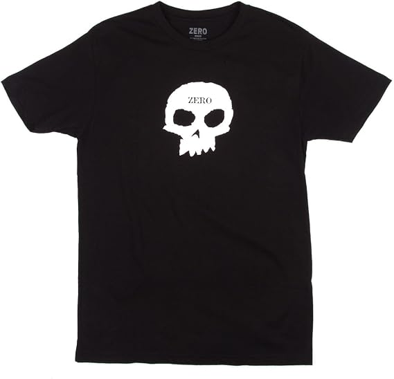 Zero Skateboards S/S T-Shirt Single Skull Skate Shirt, Black, Size: Large