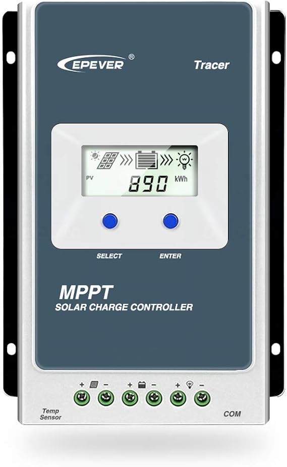 EPEVER Qaurora MPPT Solar Charge Controller Tracer AN Series 10A/20A/30A/40A with 12V/24V DC Automatically Identifying System Voltage(40A)