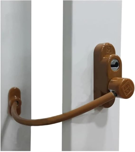 Bijutek Penkid Steel Rope Wired PVC Window Safety Child Safety Lock 3PCS (Brown)