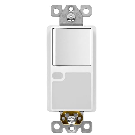 TOPGREENER LED Guide Light Paddle Switch with Auto Daylight Sensor, White