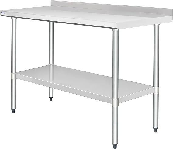 HARDURA Stainless Steel Table with Backsplash 24x60 Inches