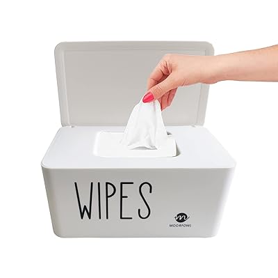 Moorfowl Baby Wipe Dispenser for Bathroom, Upgarde Design8.2L x 4.9W x 3.9H inches, Minimalist Wipes Holder Container Flushable White-New