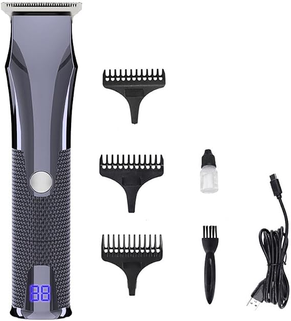 Professional Cordless Hair Clippers for Men HighSpeed Motor with Carbon Steel Blades, Barber Kit with Power Display & 3 Guide Combs,Salon Grade Cutting Set for Barbers