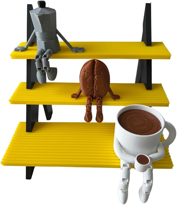 Kahve Dekoratif Biblo Seti, 3 Parça, Moka Pot, Kahve Çekirdeği ve Fincan, Masaüstü Süs
