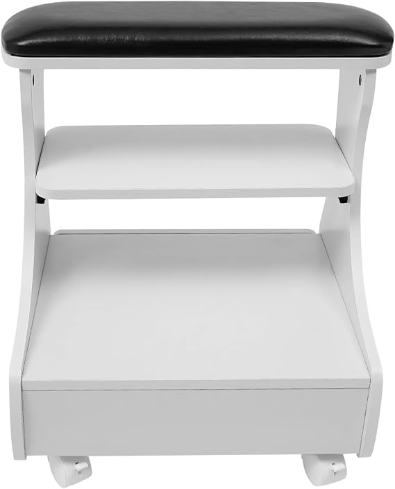 Pedicure Chair, Manicure Foot Stool with Wheels, Portable Foot Bath Spa Cart Beauty Nail Pedicure Foot Rest Trolley, Footrest Salon Supplies Foot Massage Station for Home, Bathroom (Black)