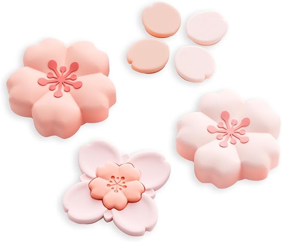 GeekShare Sakura Cross D-Pad Button Caps Thumb Grip Caps Set Compatible with Switch 2 / Switch 1, ABXY Key Buttons Sticker Cover Caps, Cherry Pink