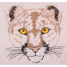 Bath Towel Set with Embroidered Mountain Lion Face