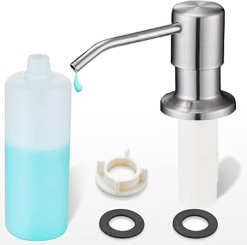 Soap Dispenser for Kitchen Sink Brushed Nickel, Refill from The Top, Stainless Steel Built in Sink Soap Dispenser with Large 13.5 Ounce Bottle 2309SN