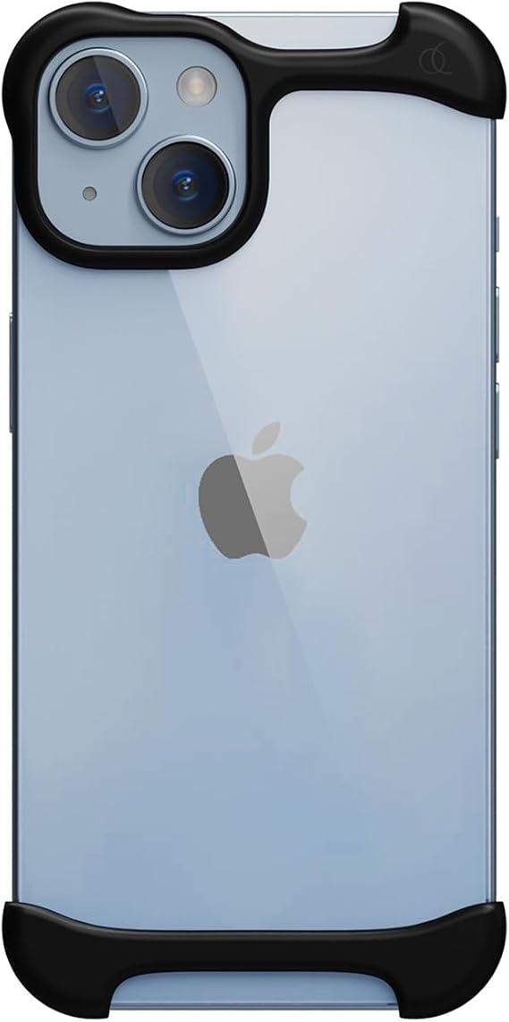 Arc Pulse AC26339i15 iPhone 15 Case, Aluminum Bumper, Shockproof, European Design, Double Layer, Slide On Installation, Protective Cover, Compatible with Wireless Charging, Magsafe, Aluminum Alloy, Lightweight, Aluminum Matte Black