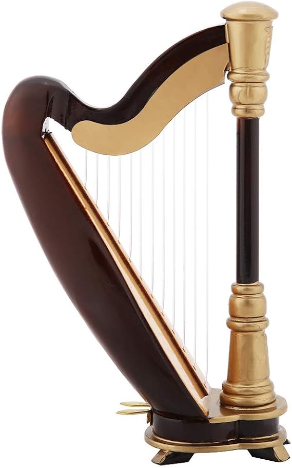 Mini Harp Model,7.9oz Wooden Small Harp Statue, Mini Harp Replica Collectible With Gift Case Instrument Model Musical Ornaments