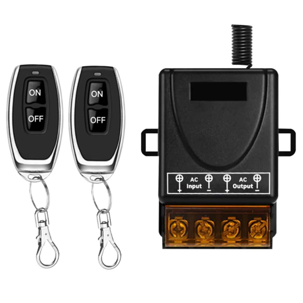 AC 220V/230V/240V 100m 30A High Performance Radio Remote Light Switch, Outdoor Light Switch, Radio Remote Control Switch, for Water Pump, Lighting (100m 2V1 AC 100V-240V)