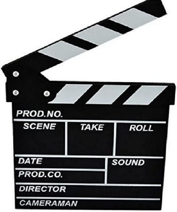 Wooden Clapboard Director Film Movie Cut Action Scene Slateboard Clapper Board Slate (Small-Black)