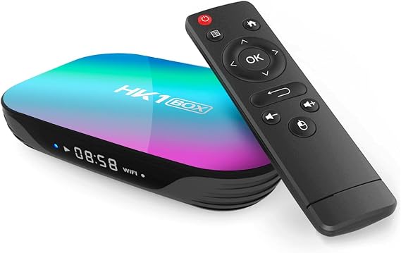 Android TV BOX, HK1 RBOX Android 9.0 Set Top Box 4GB RAM/128GB ROM S905X3 Quad-Core with 2.4G Wifi 100/1000M Ethernet, Support H.265/3D/8K Ultra HD/BT 5.0/HDMI 2.0 Smart TV Box,4GB+32GB [Energy Class A]