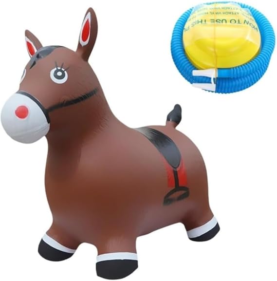 Jump Horse Infant Jump Rocking Horse Bouncing Kids Bounce Game Riding Horse Jumping Horse Infant Bouncing Animal PVC Inflatable Jumping Horse Jumping Horse + Air Pump Brown Pony