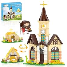 Nubee Jesus Christian Nativity 3-in-1 Building Blocks Set, Jesus Resurrection & Church Easter Decor, Religious Building Toy, Christian Gifts, Easter Basket Stuffers, for Kids Adults(381 PCS)