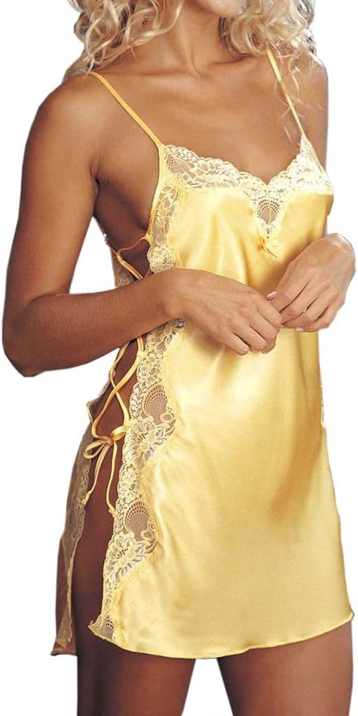 Shirley of Hollywood Women's Charmeuse and Lace Chemise