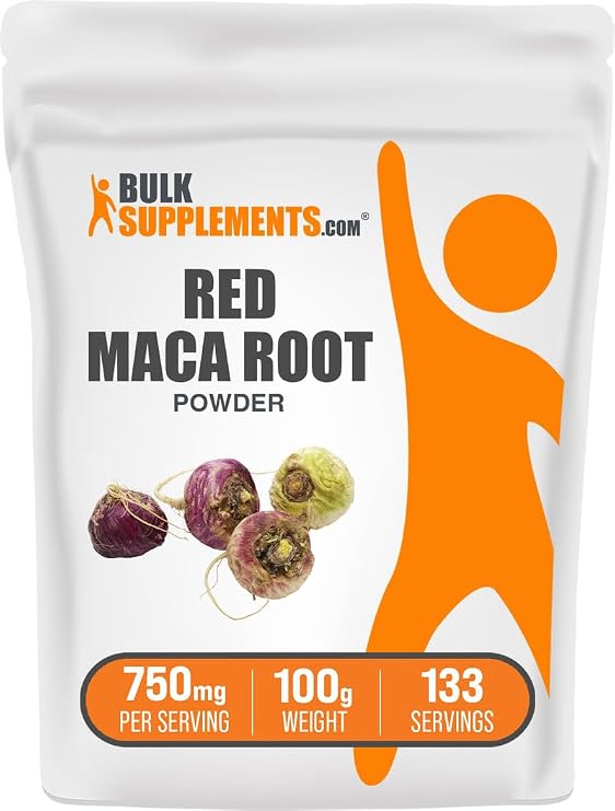 Red Maca Powder - from Root, Maca Supplement, Herbal Supplement - Vegan & Gluten Free, 750mg per Serving, 100g (3.5 oz) (Pack of 1)