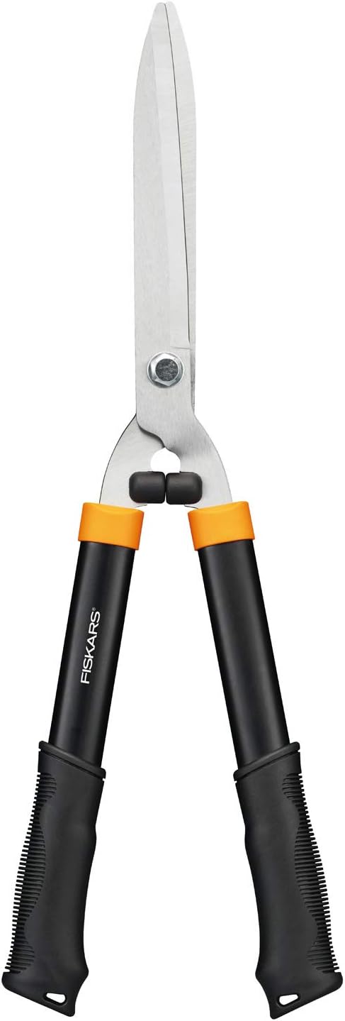 Fiskars Solid Hedge Shears HS21, Bush and Hedge Trimming, Length 59cm, Hardened Steel BladeSoft-Touch Grip Plastic Handle, BlackOrange, 1026827