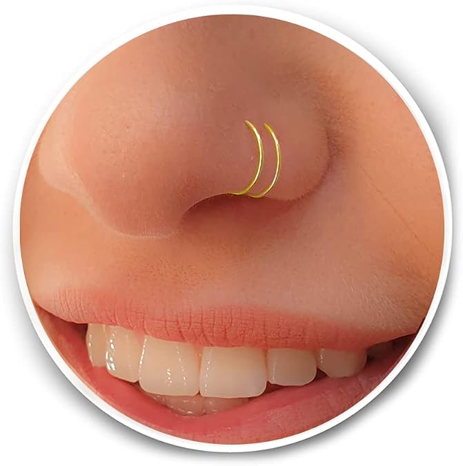 Fake double hoop clip on nose ring