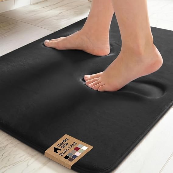 GORILLA GRIP Memory Foam Bath Rug for Bathroom, 24x17 Black