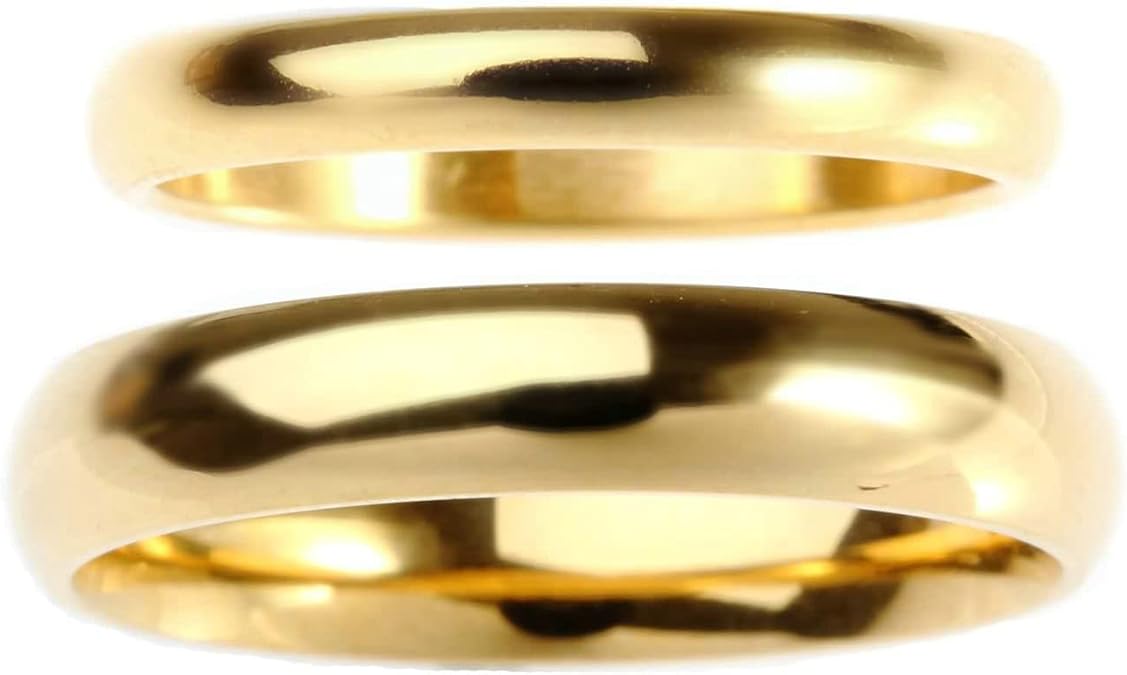 Gold Plated Wedding Rings Set for Him and Her, Stainless Steel Polished His and Her Promise Rings Set