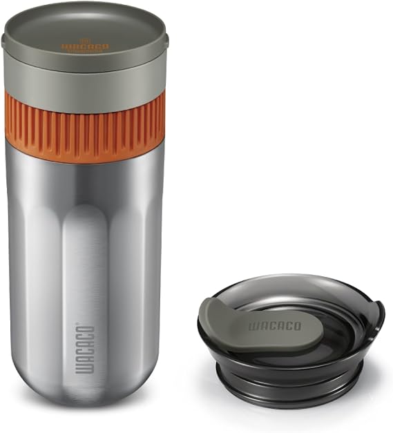 WACACO Pipamoka Portable Coffee Maker with Spill-Proof Drinking Lid Bundle - Leak-Proof Travel Coffee Brewer for Home, Office, and Outdoor Use