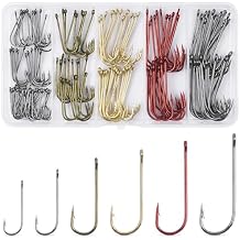Crappie Panfish Hooks Aberdeen Fishing Hooks Set, 150pcs Long Shank Aberdeen Hooks High Carbon Steel Assorted Bluegill Small Light Wire Fishing Hooks for Bass Trout Catfish Sunfish Freshwater