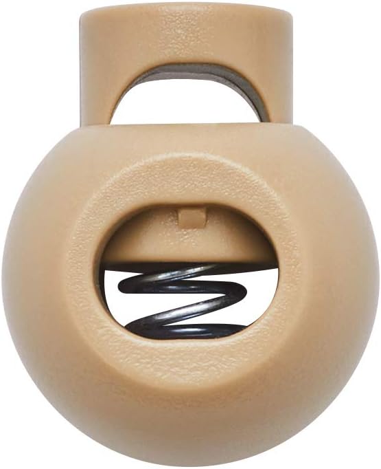 DYZD Single Hole Cord Lock Plastic Spring Toggle Stopper Cord Rope End for Drawstrings, Paracord (10PCS, Khaki)