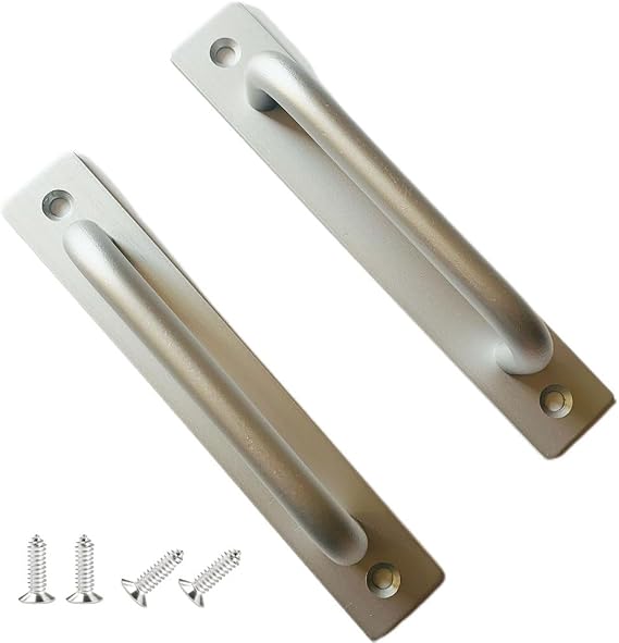 2 Pack Door Handle Cabinet Pulls Drawer Pulls Passage Door Handle for Kitchen Bedroom Bathroom Center Barn Easy to Install with Screws (Silver)