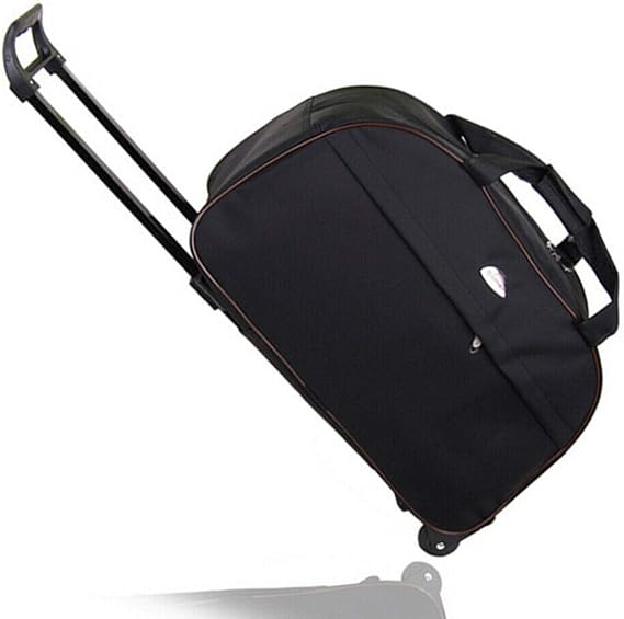 Duffle Bag 24" Rolling Wheeled Trolley Bag Tote Carry On Luggage Travel Suitcase (Black)