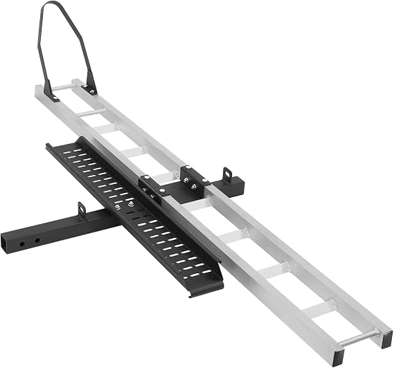 Aluminum Motorcycle Hitch Carrier, Motorcycle Carrier 400lbs Loadbearing Capacity with Tire Limiter Practical Straps Crank Arm Bracket for Dirt Bikes Motorcycle Bracket