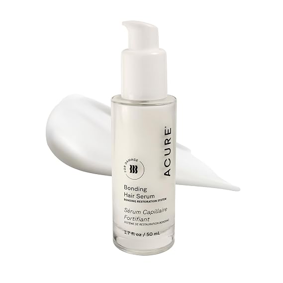 Acure Bonding Hair Serum - Leave In Hair Oil for Damaged and Frizzy Hair, Treatment for Damage, Split Ends, Use on Dry, Curly, Straight Locks for Lightweight Frizz Control & Shine - 1.7 fl oz