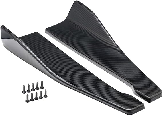 Pair of Car Rear Bumper Lip Diffuser Splitter, Universal Side Skirt Spoiler,Wrap Angle Protector,Bumper Lip Body Kit (Carbon Fiber Pattern)