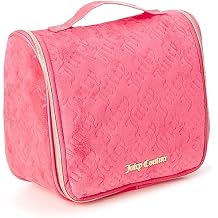 Juicy Couture Pink Makeup Bag Cosmetics Organizer Travel Essentials Hanging Hook Velour Logo