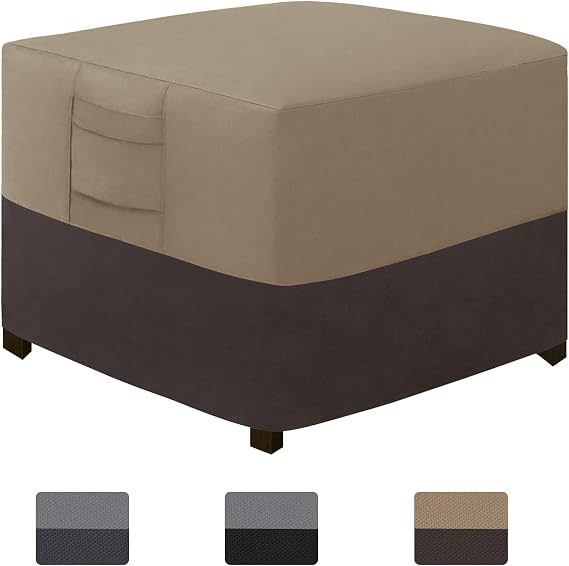 Easy-Going Heavy Duty Outdoor Ottoman Cover, 25"x25"x17", Camel/Dark Brown